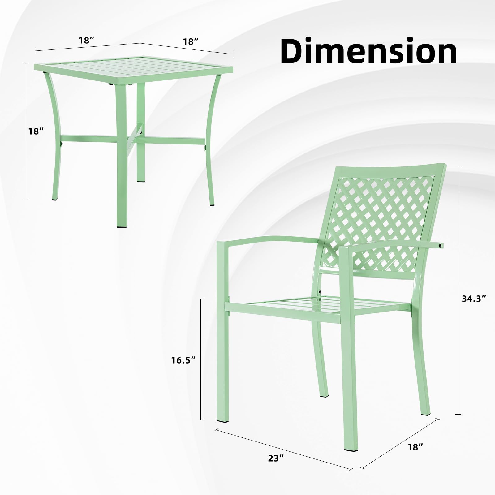 3-Piece Outdoor Patio Bistro Dining Set with Square Table
