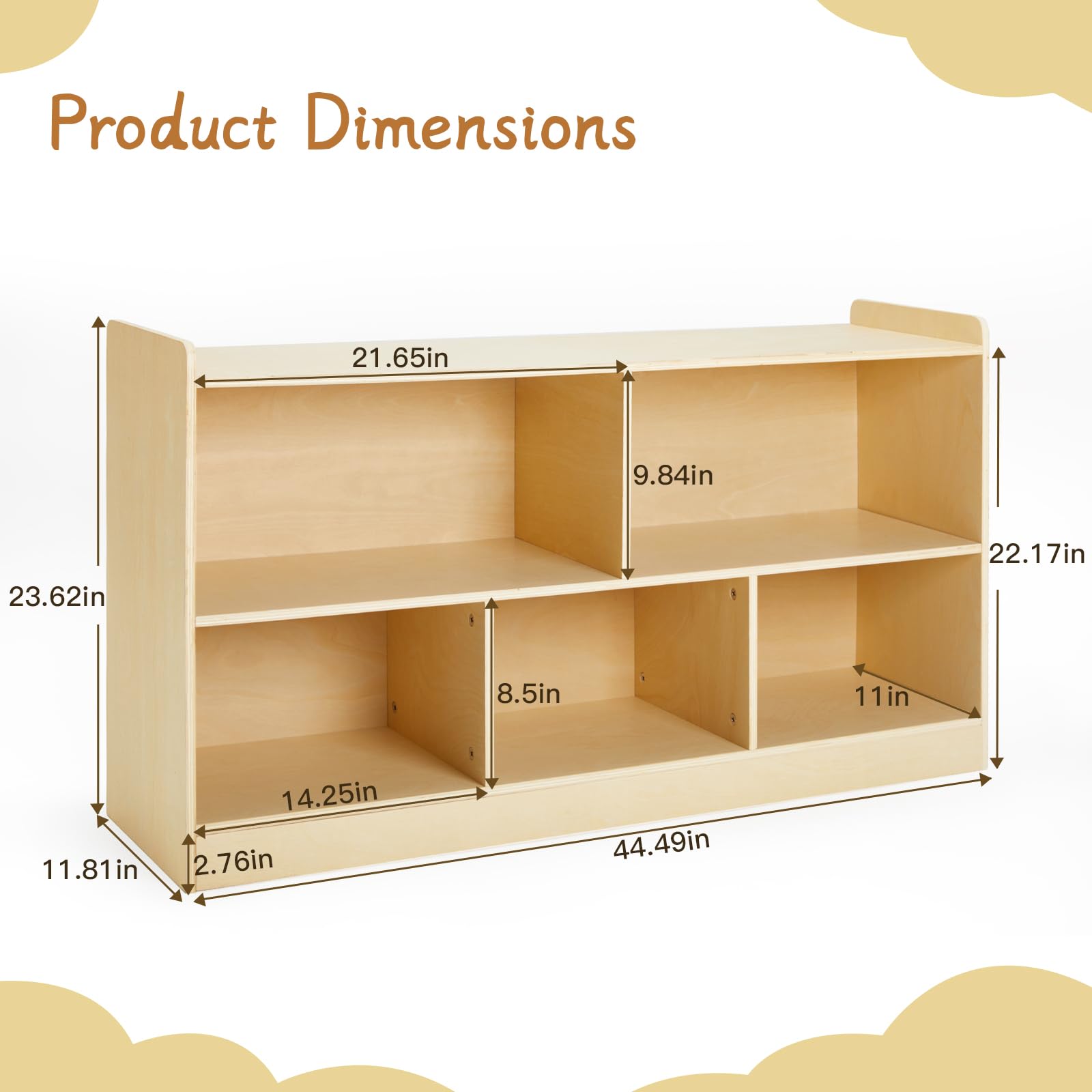 Montessori Wooden Toy Storage Organizer 2-Shelf Bookcase