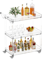 3-Tier Acrylic Bar Cart with Wheels