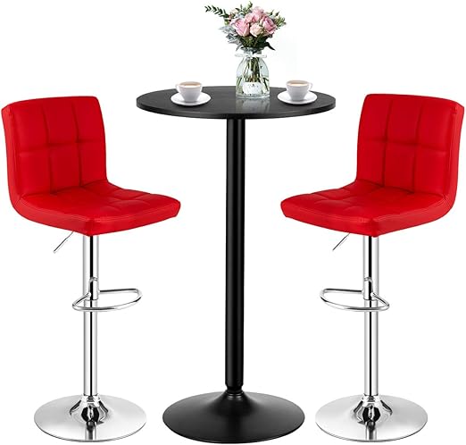 3-Piece Bar Table Set with Adjustable Swivel Chairs
