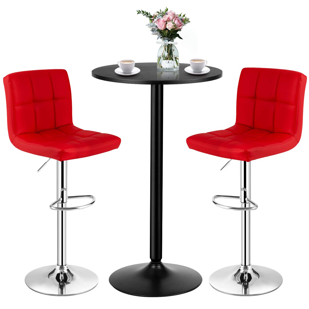 3-Piece Bar Table Set with Adjustable Swivel Chairs