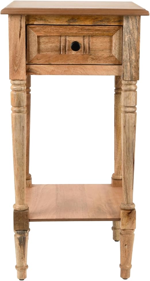 White Traditional Accent Table with Drawer