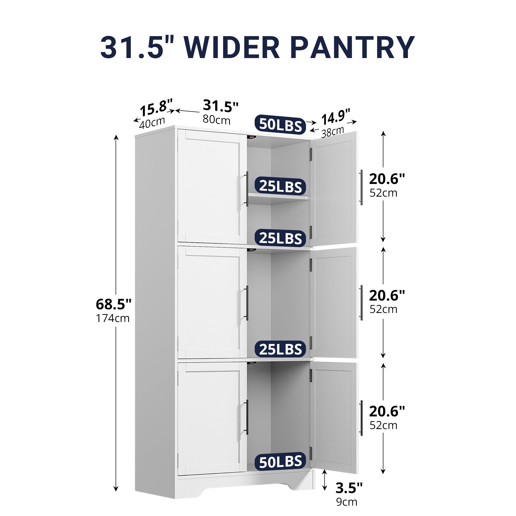 Kitchen Pantry Cabinet with Adjustable Shelves