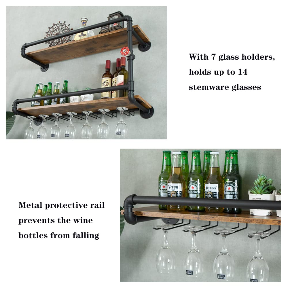 Wall-Mounted Wine Rack with Glass Holder