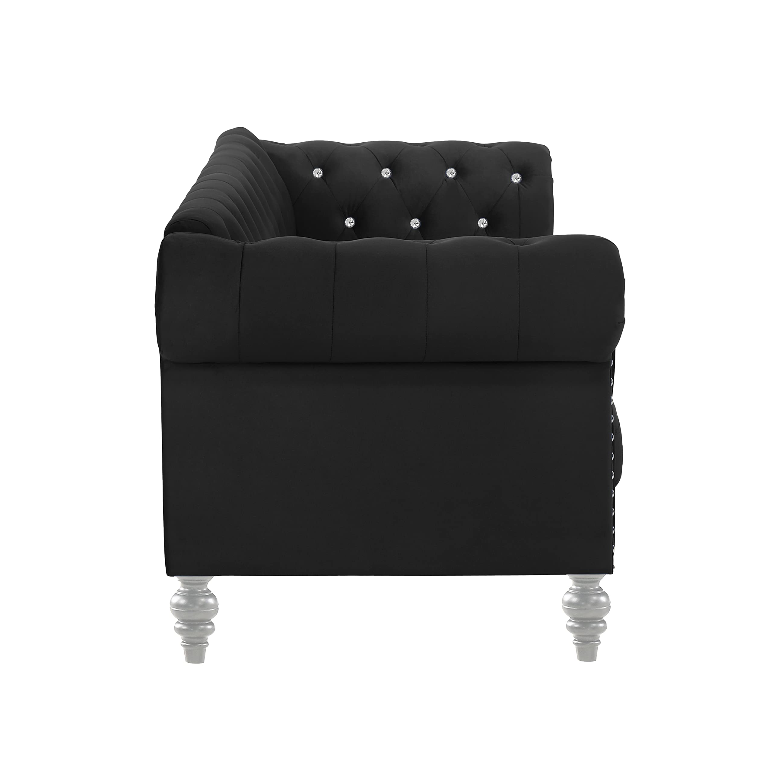 Velvet Chesterfield Sofa with Crystal Tufting