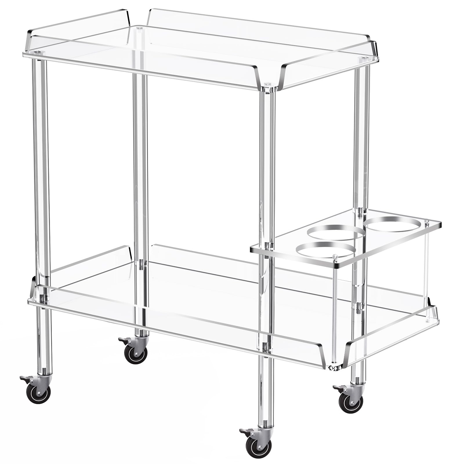 Acrylic Bar Cart with Lockable Wheels