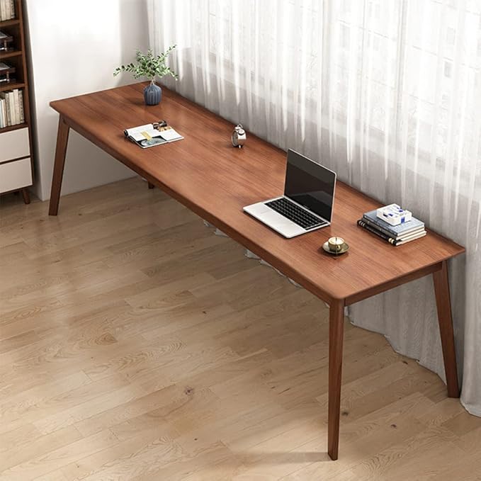 63" Mid-Century Long Desk - 2-Person Wood Computer Workstation