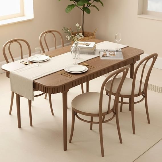 63 Inch Solid Wood Dining Table for 4-6