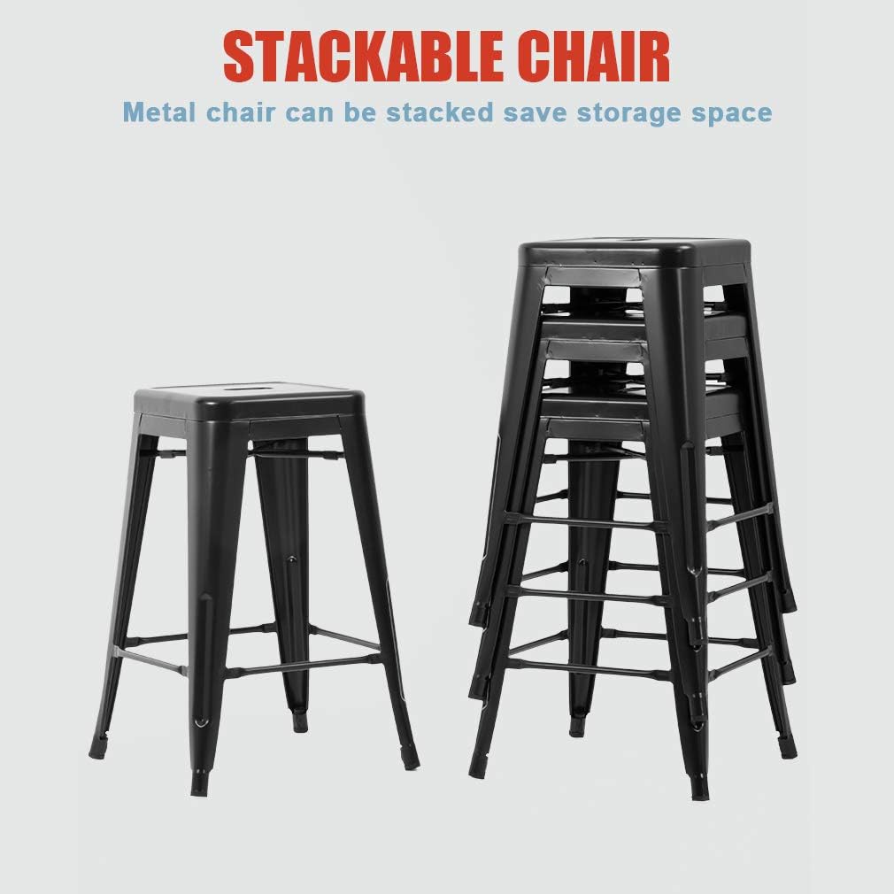 24" Stackable Metal Bar Stools Set of 4