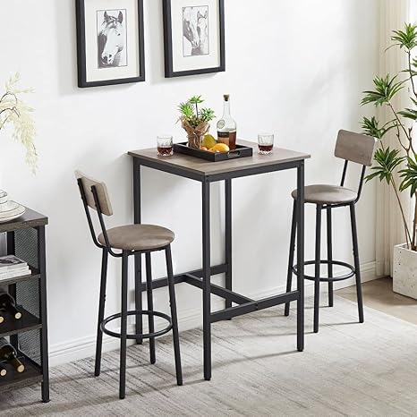 5-Piece Bar Table Set with Upholstered Stools