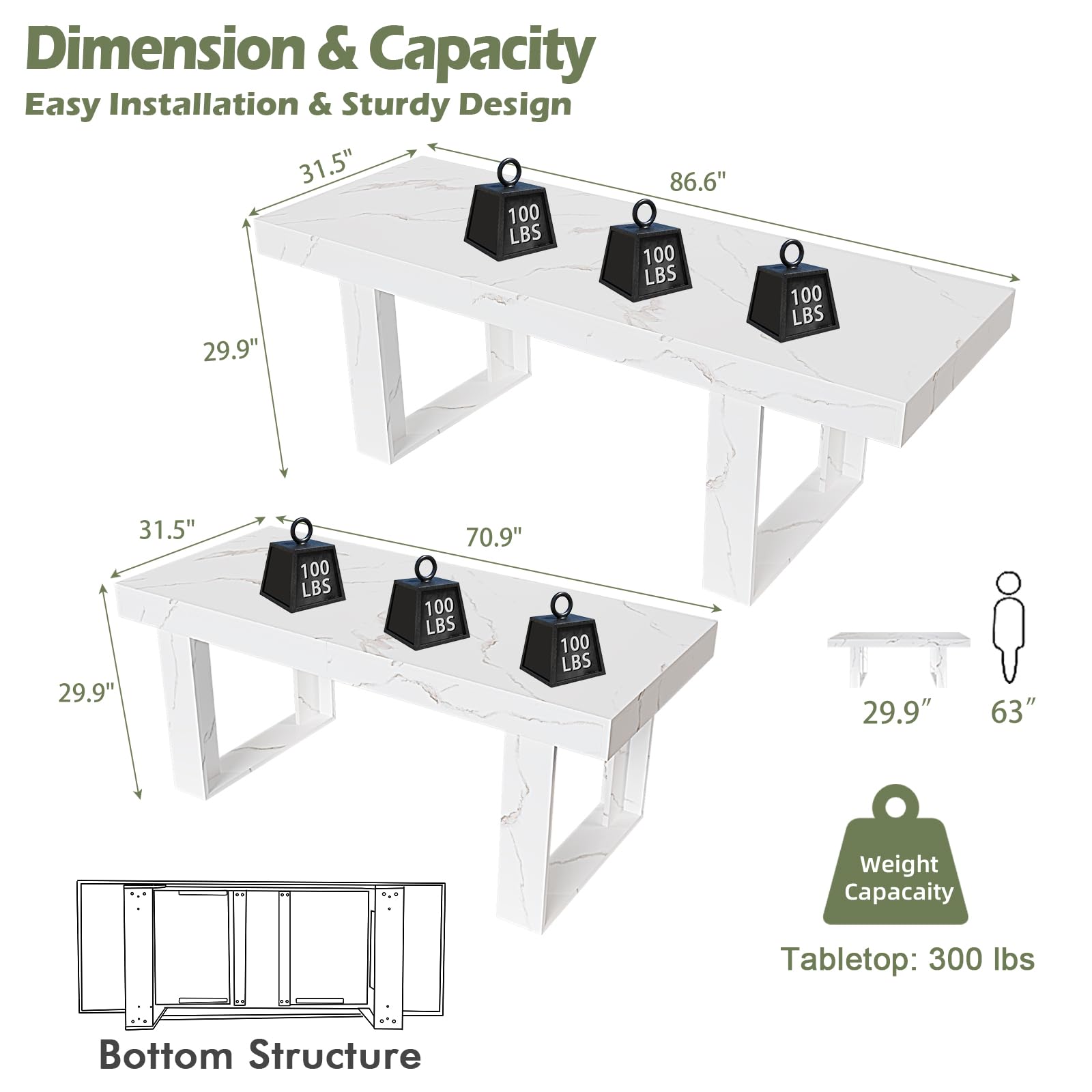 Extendable Faux Marble Dining Table