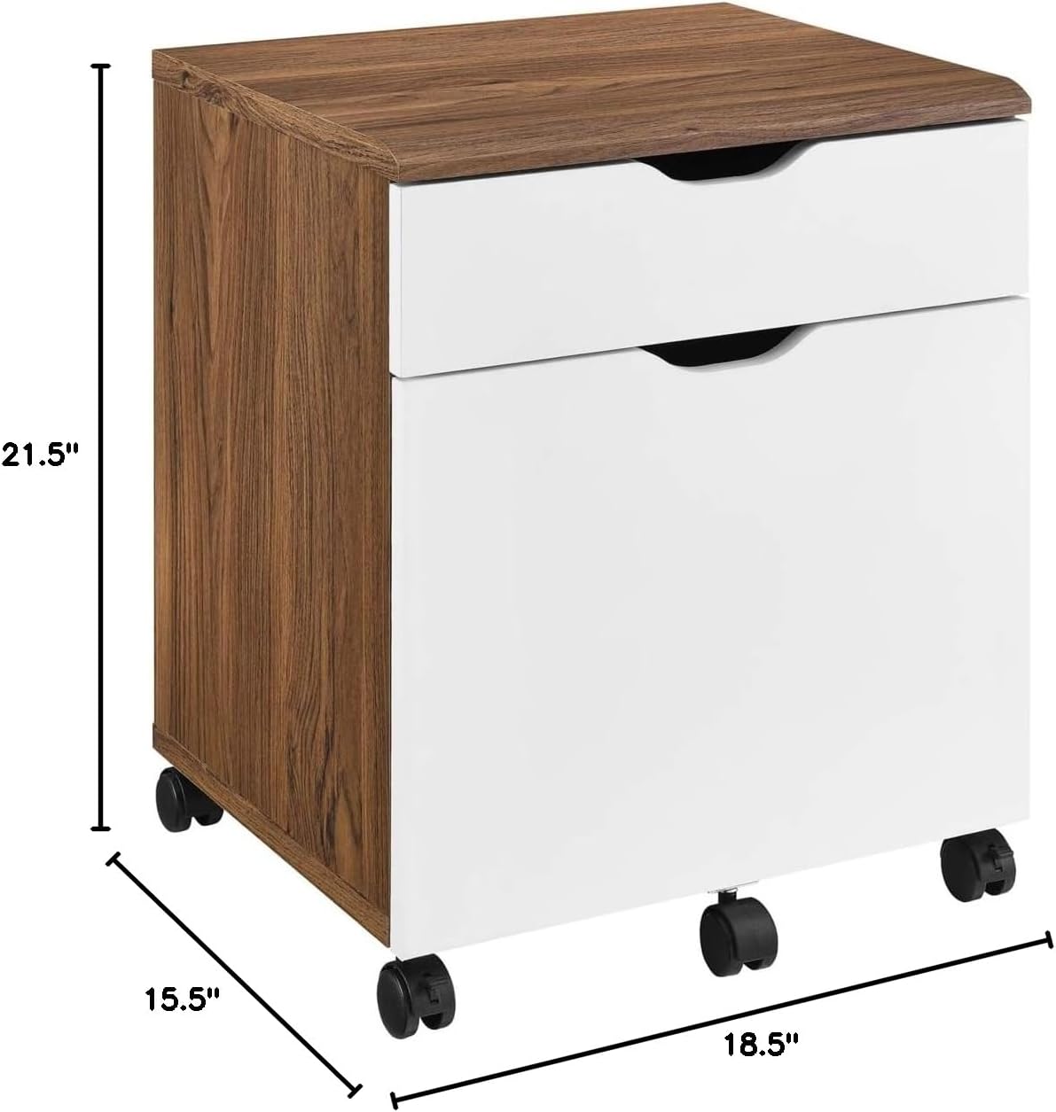 Modway Envision Mid-Century Modern, File Cabinet, Walnut White