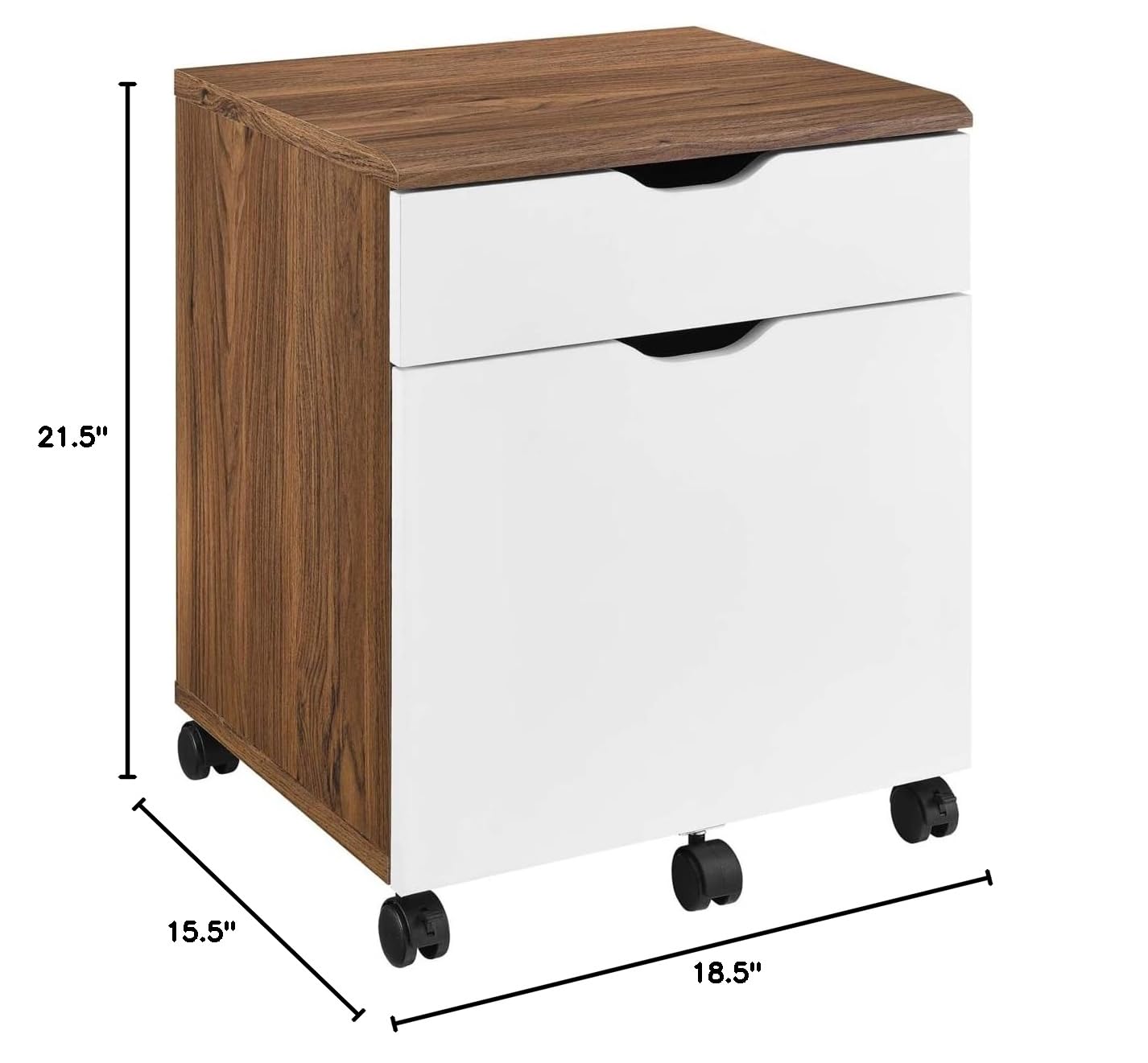 Modway Envision Mid-Century Modern, File Cabinet, Walnut White