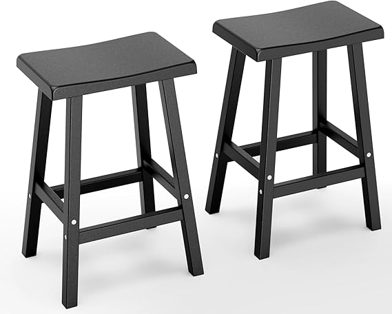 Outdoor Bar Stools Set of 4 - 29 Inch Saddle Seat