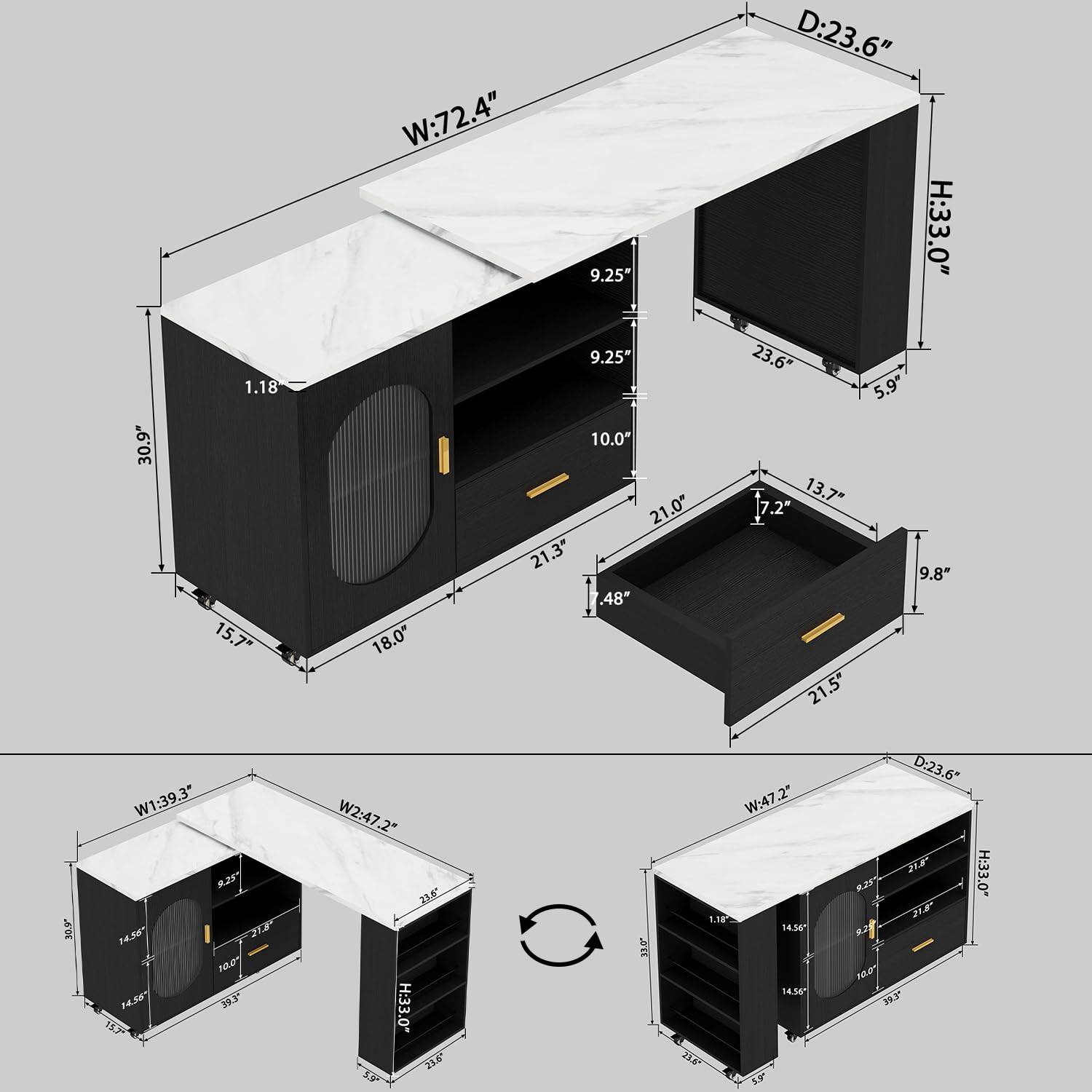 Mobile Kitchen Island Cart with Storage