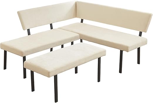3-Piece Corner Dining Table Set with Bench