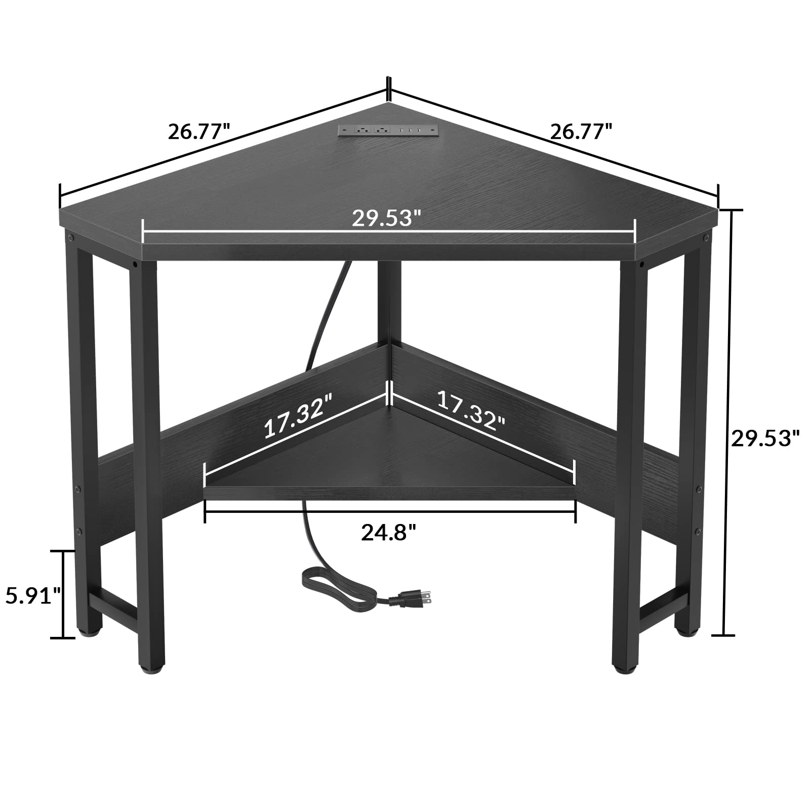 Corner Desk with Outlets and USB Ports