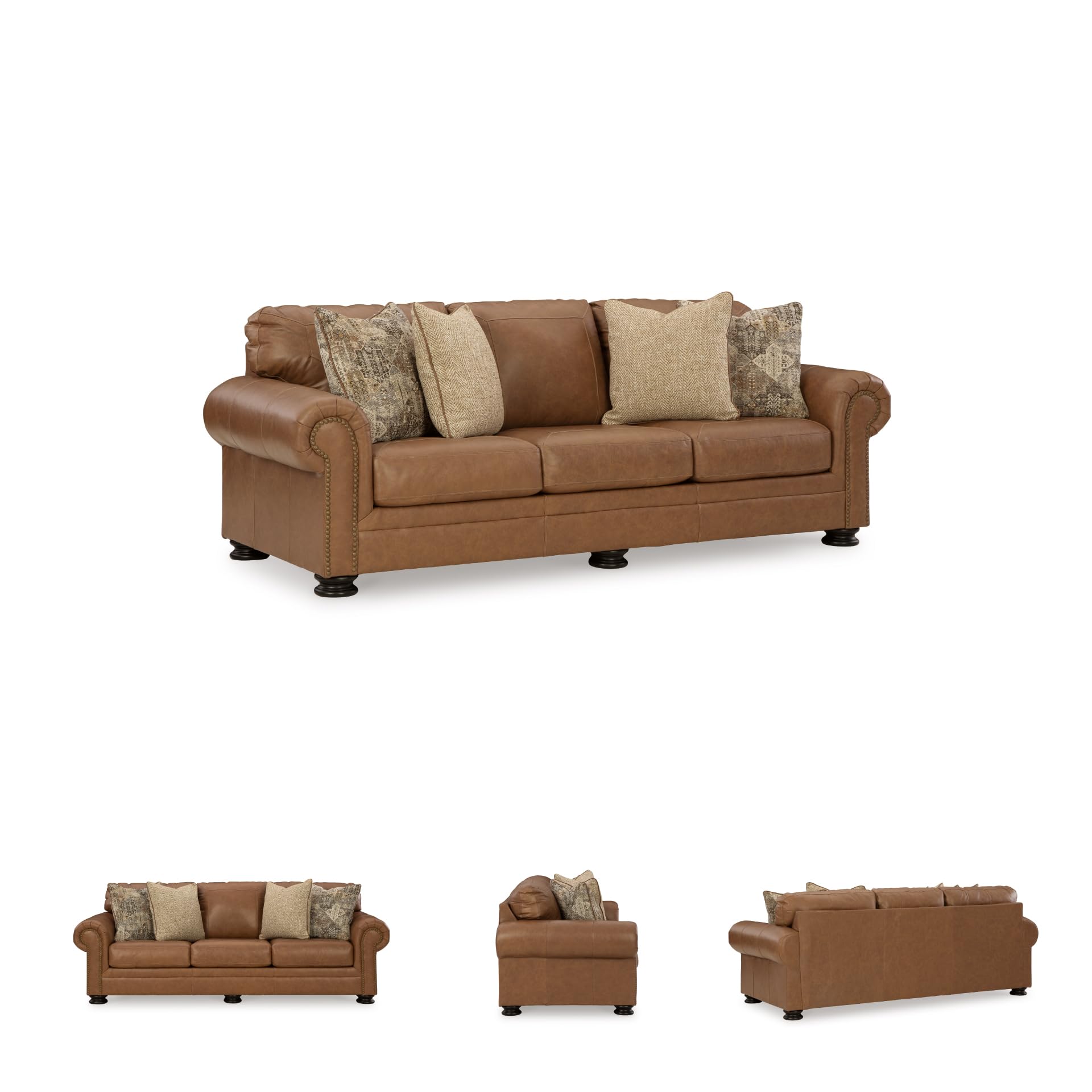 Carianna Leather Sofa with Nailhead Trim