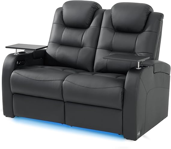 Top Grain Nappa Leather Power Recliner Home Theater Seating - Row of 5