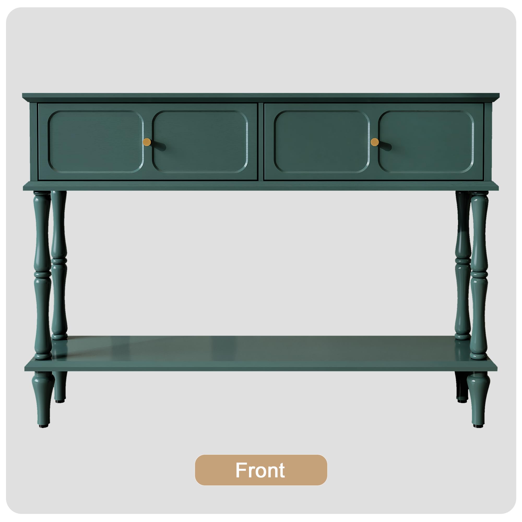 Mid-Century Console Table with 2 Drawers and Open Shelf