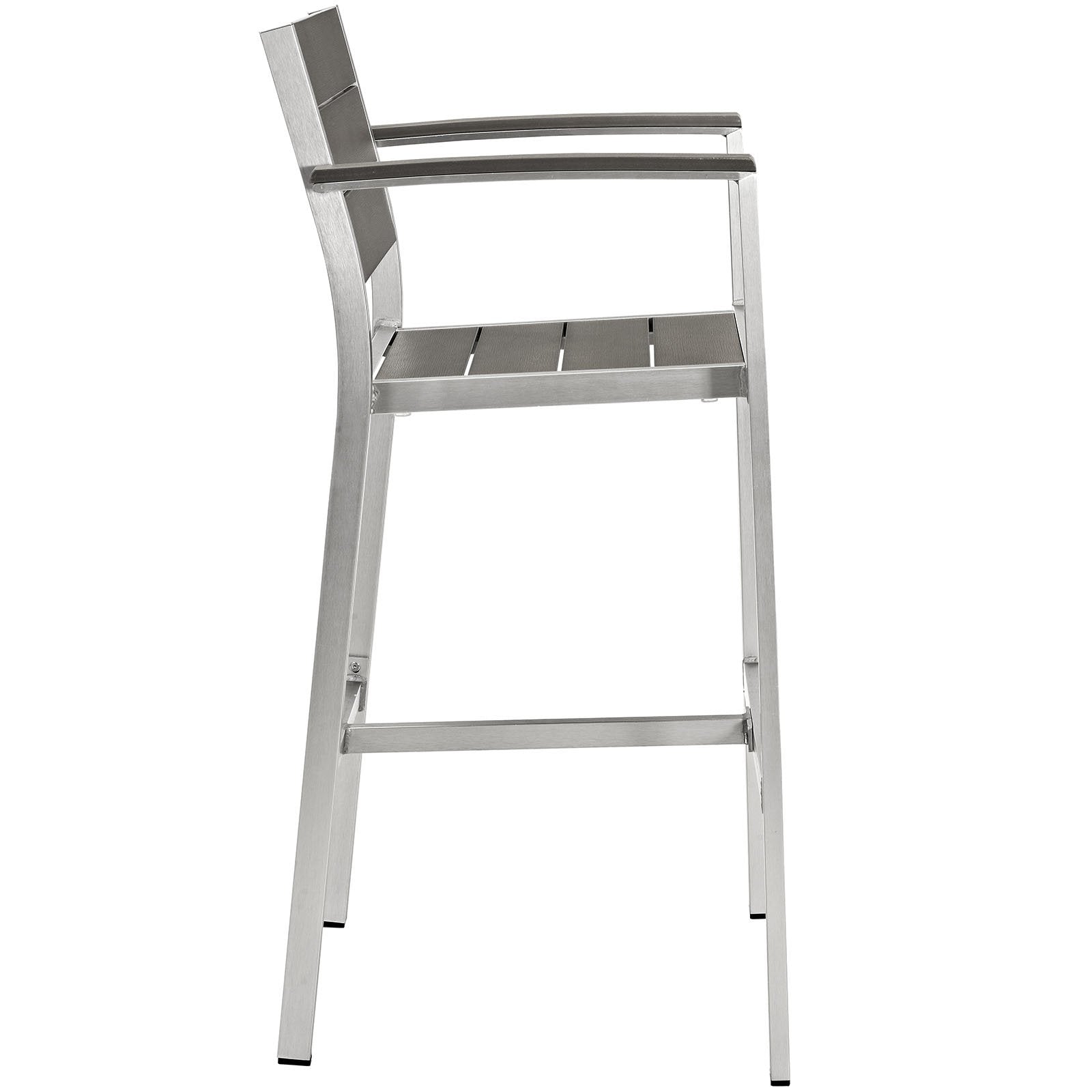 Aluminum Outdoor Patio Bar Stool Silver Gray