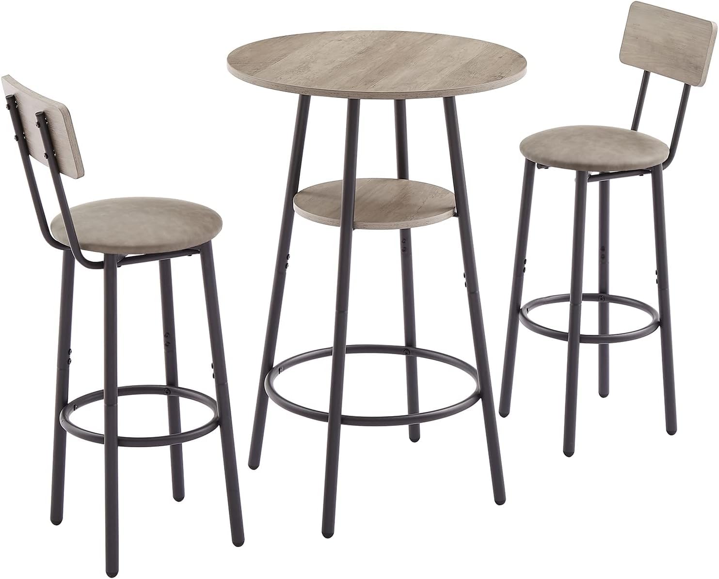 3-Piece Round Dining Table Set with Storage