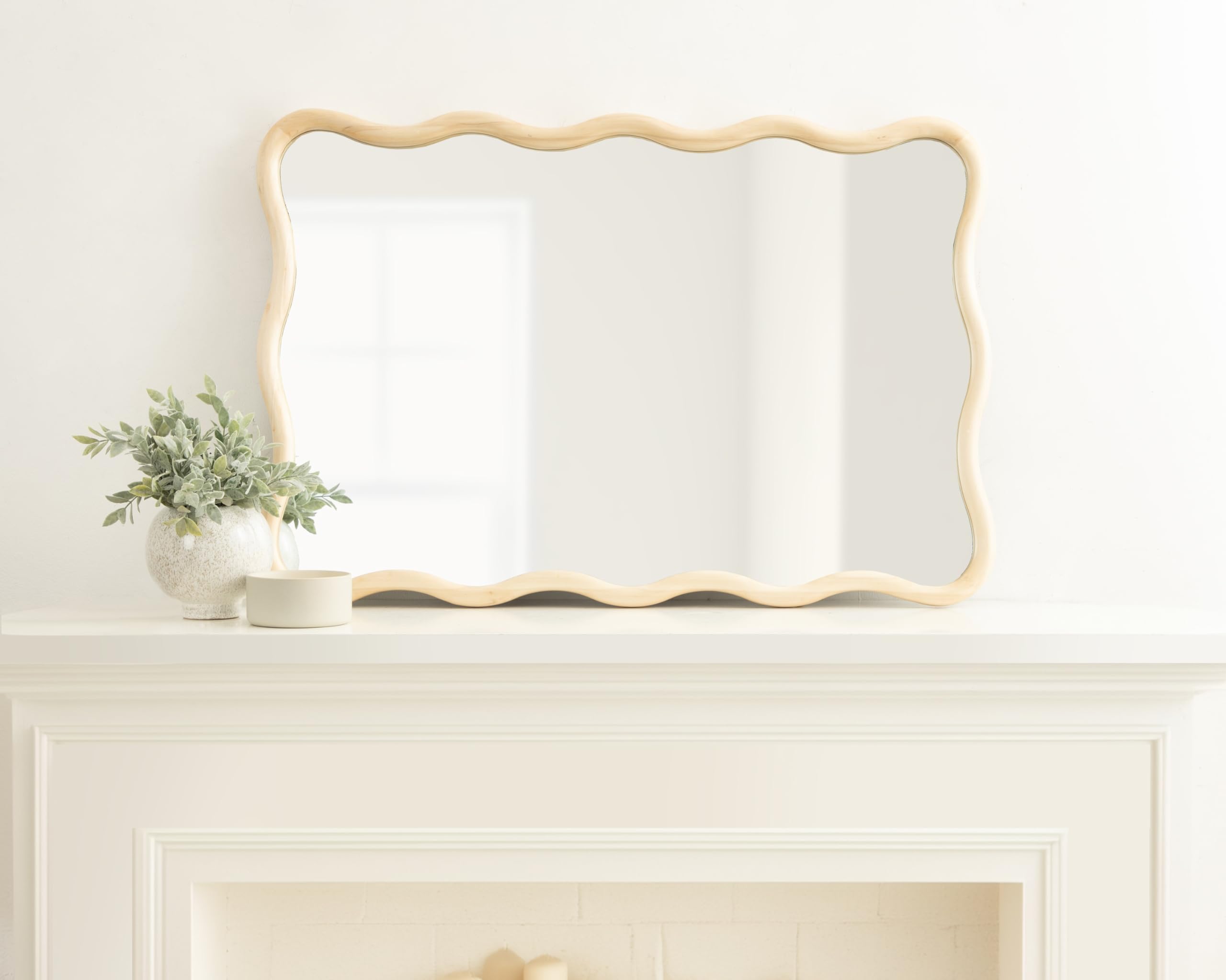 Modern Scalloped Rectangle Wall Mirror 24x36