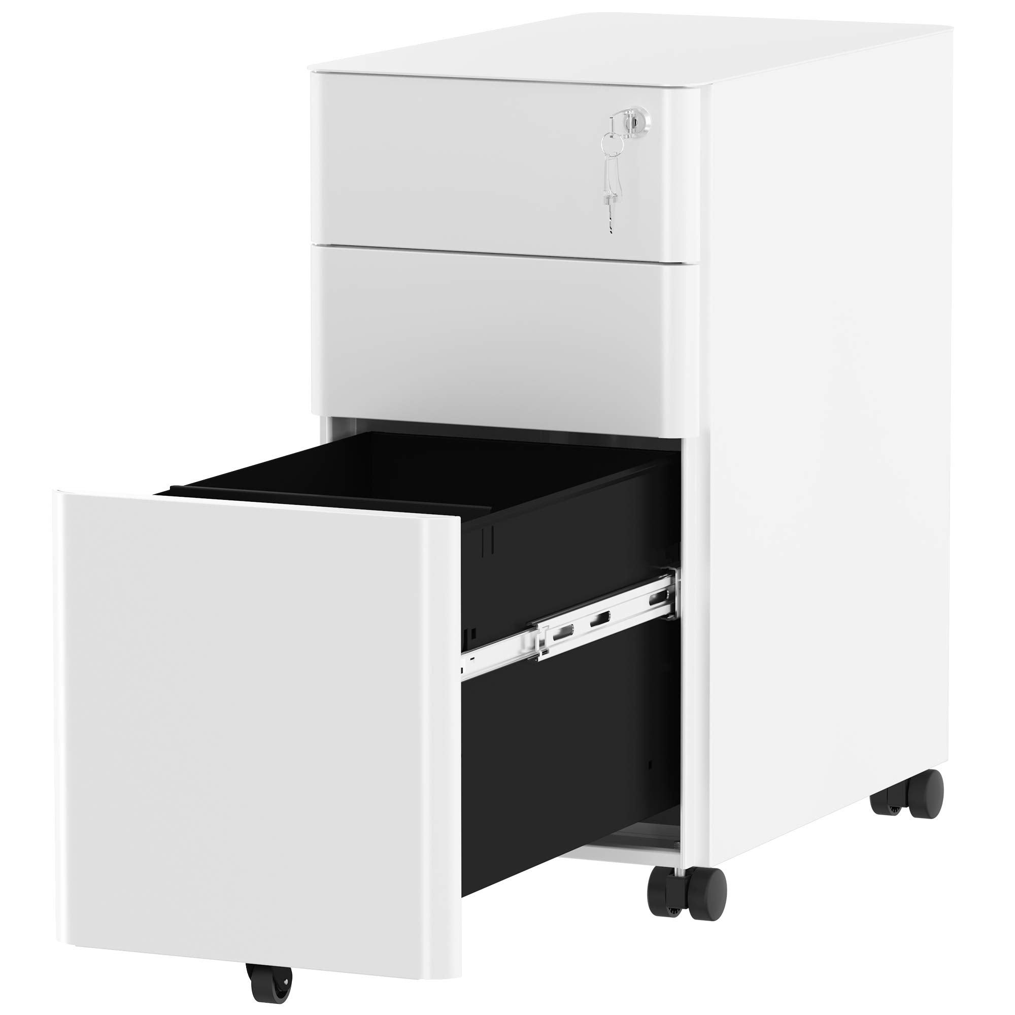 3-Drawer Mobile Filing Cabinet with Lock