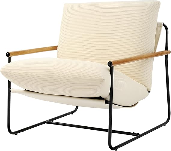 Green Fabric Accent Chair with Arched Back