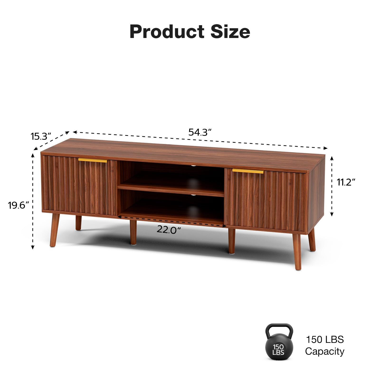 Mid-Century TV Stand with Fluted Doors
