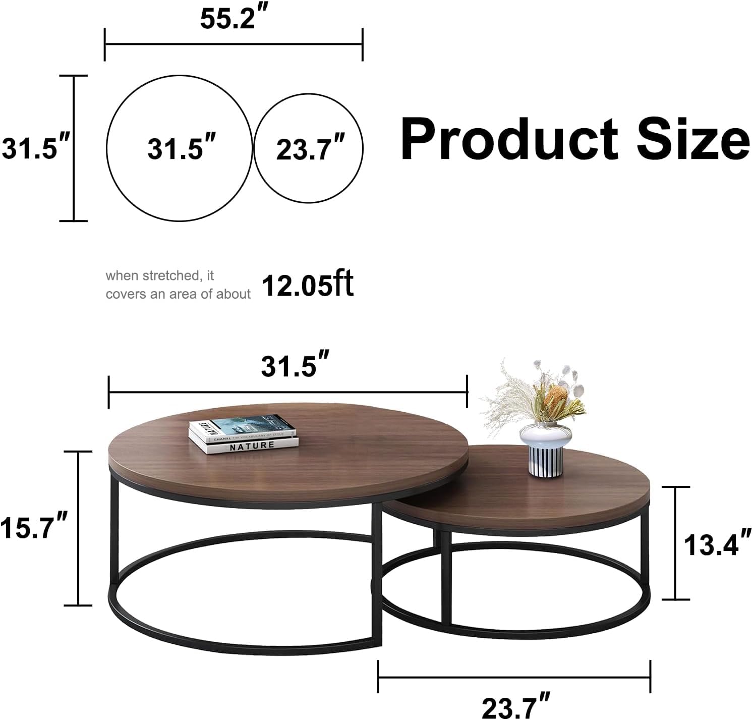 Round Nesting Coffee Table Set of 2