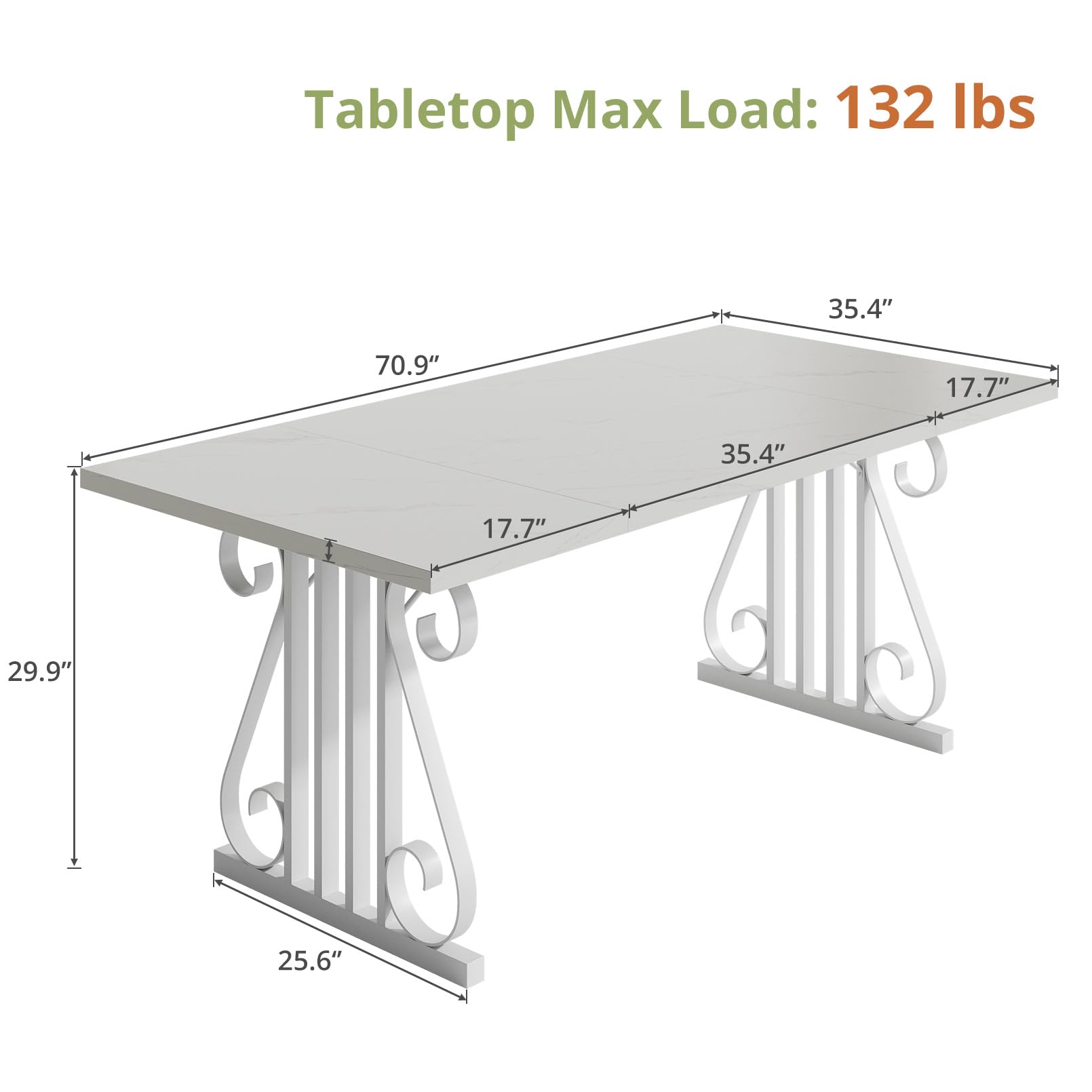 70.87" Rectangular Dining Table for 4-6 People
