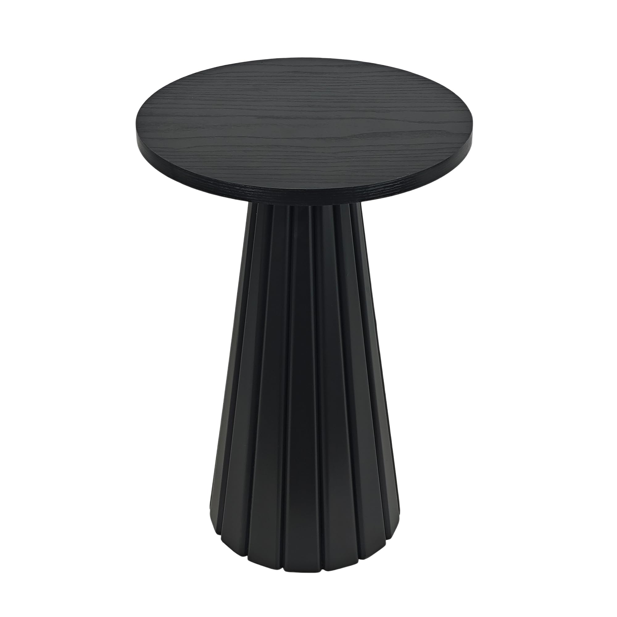 Fluted Round Wooden Side Table