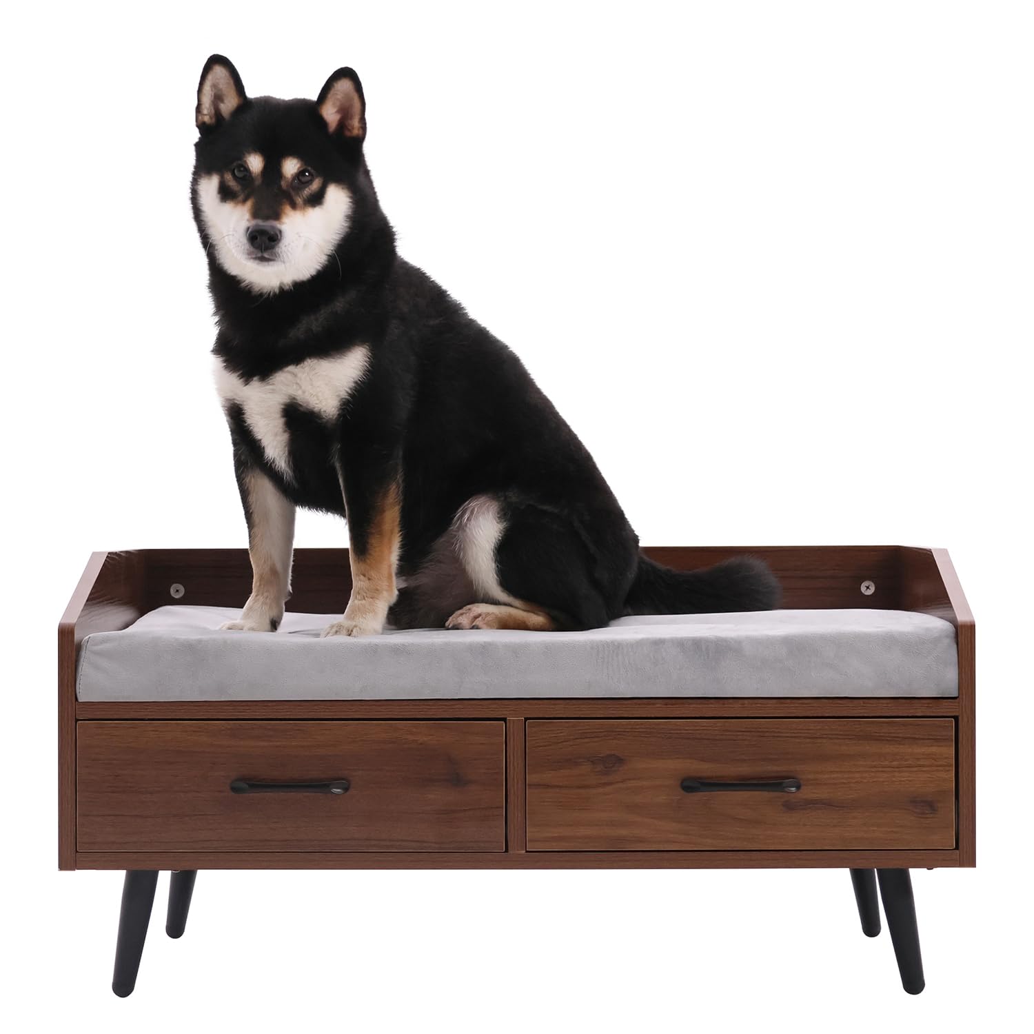 Elevated Dog Bed Frame with Mattress - Raised Wood Pet Sofa
