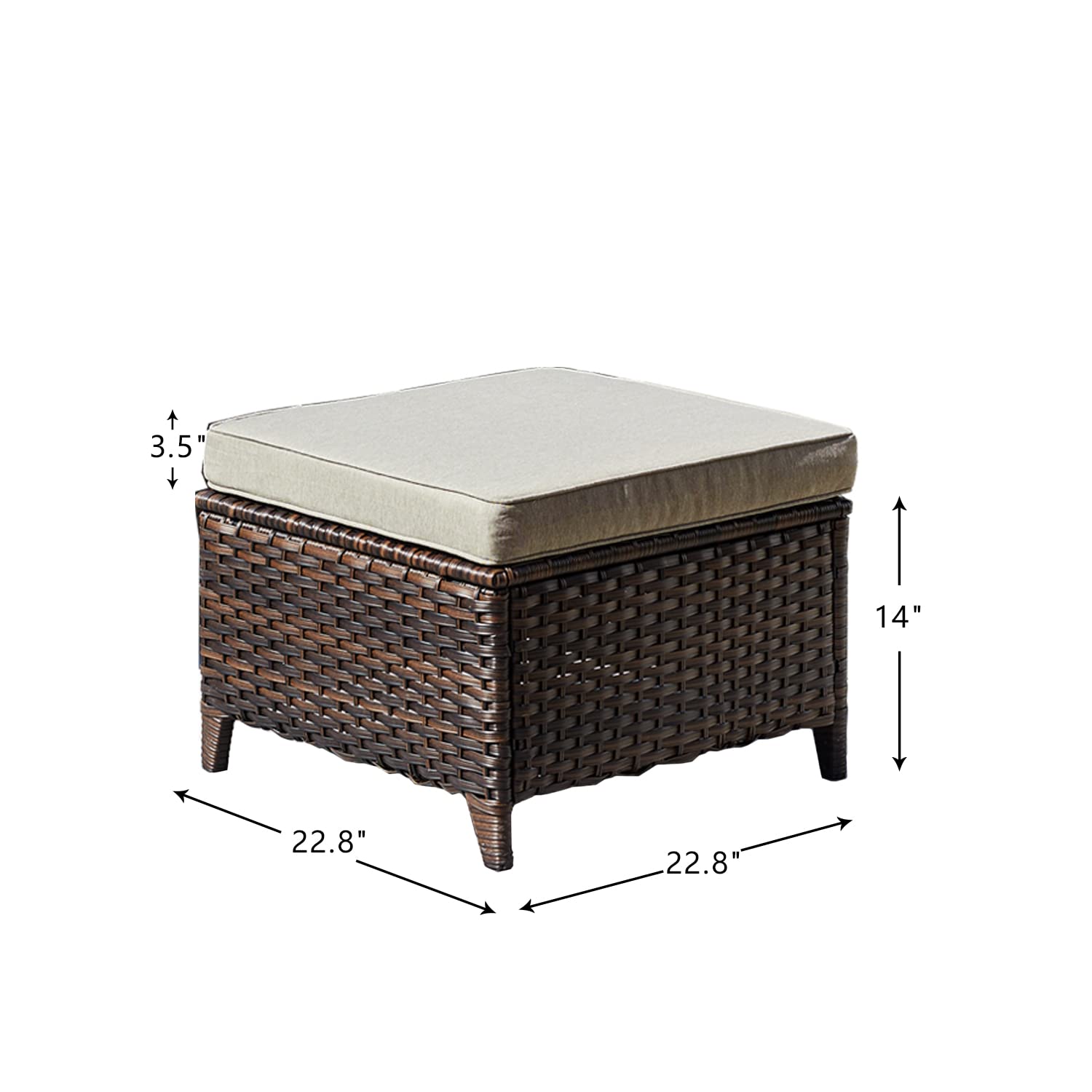Outdoor Wicker Ottomans Set of 2