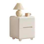 White Wood Nightstand with 2 Drawers