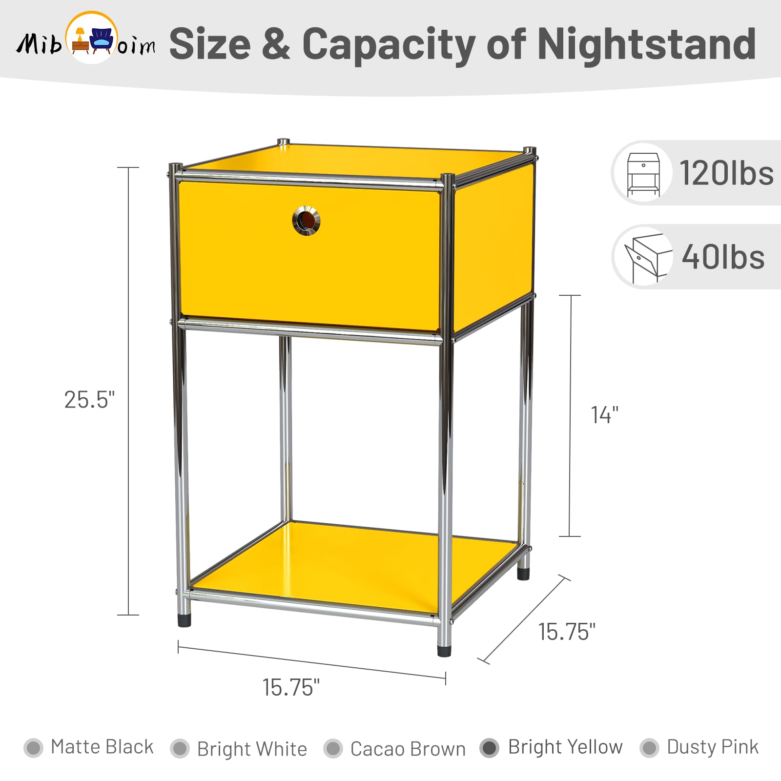 Yellow Night Stand with Drawers