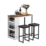 3-Piece Bar Table Set with Storage Shelves