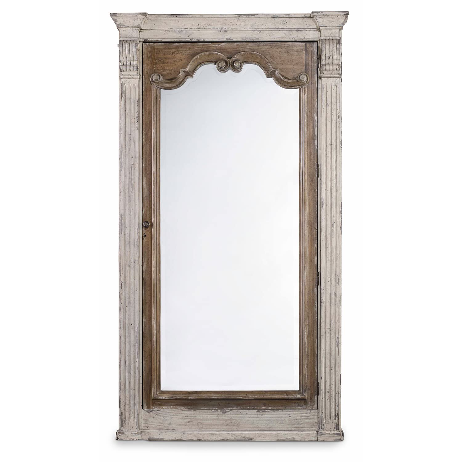 Wood-Framed Floor Mirror with Jewelry Storage