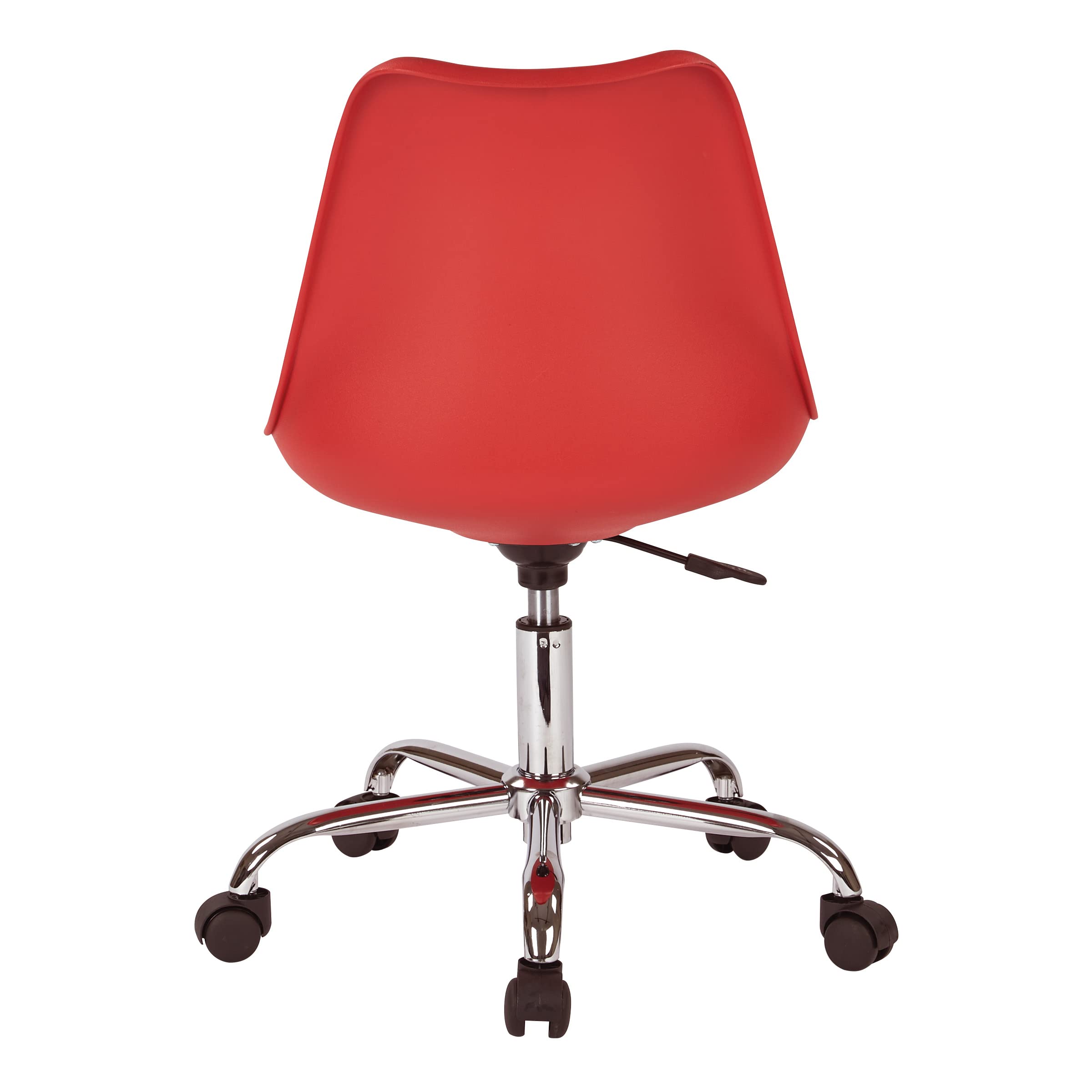 Polyurethane Seat Armless Task Chair with Chrome Base and Casters - Red