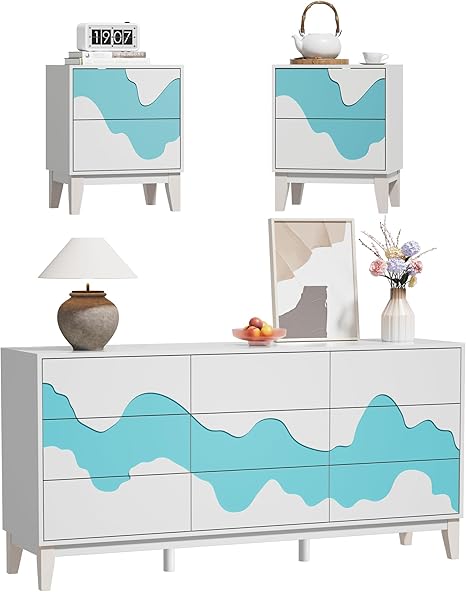 9-Drawer Dresser with 2 Nightstands Set