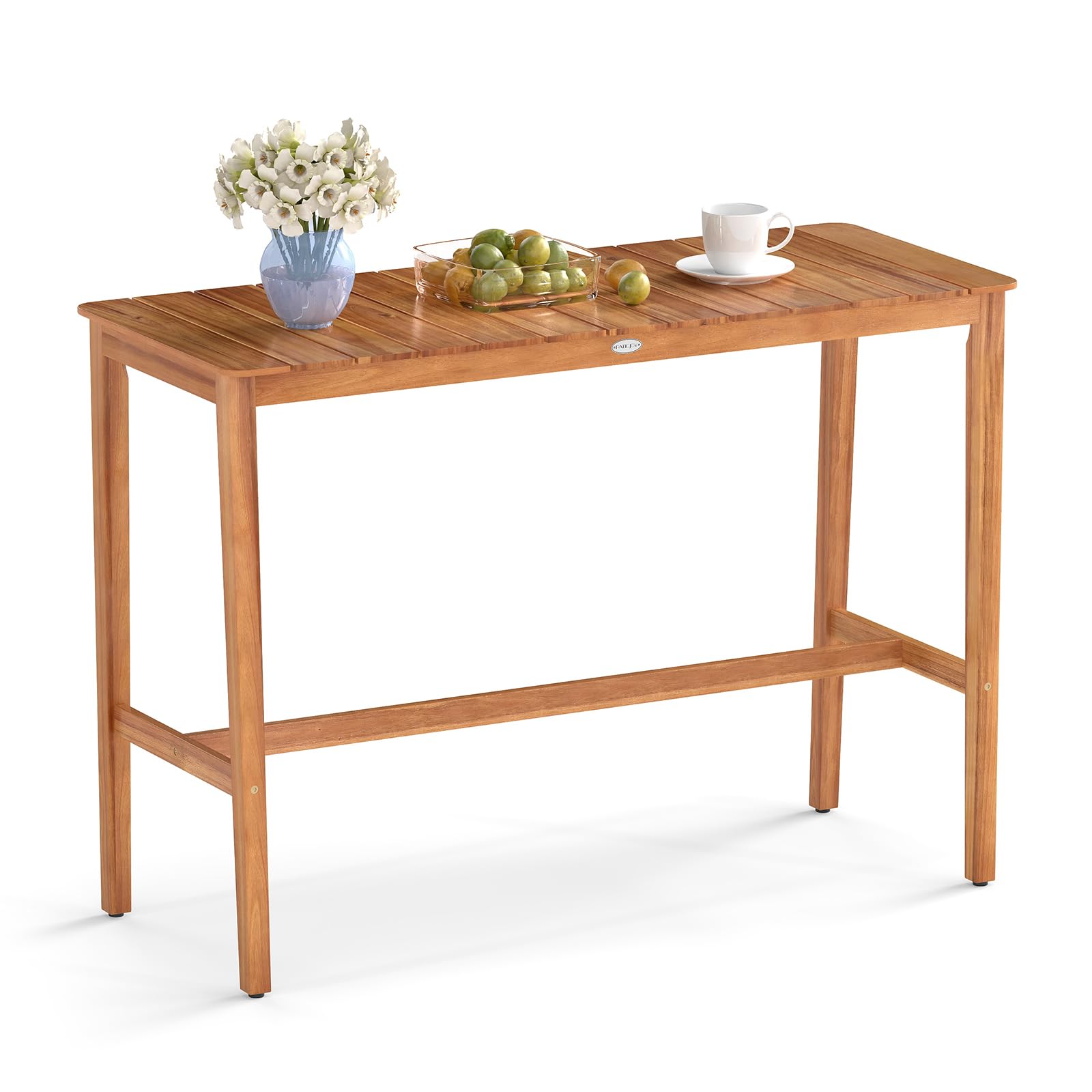 Acacia Wood Patio Bar Table 54x22 Inch Counter Height