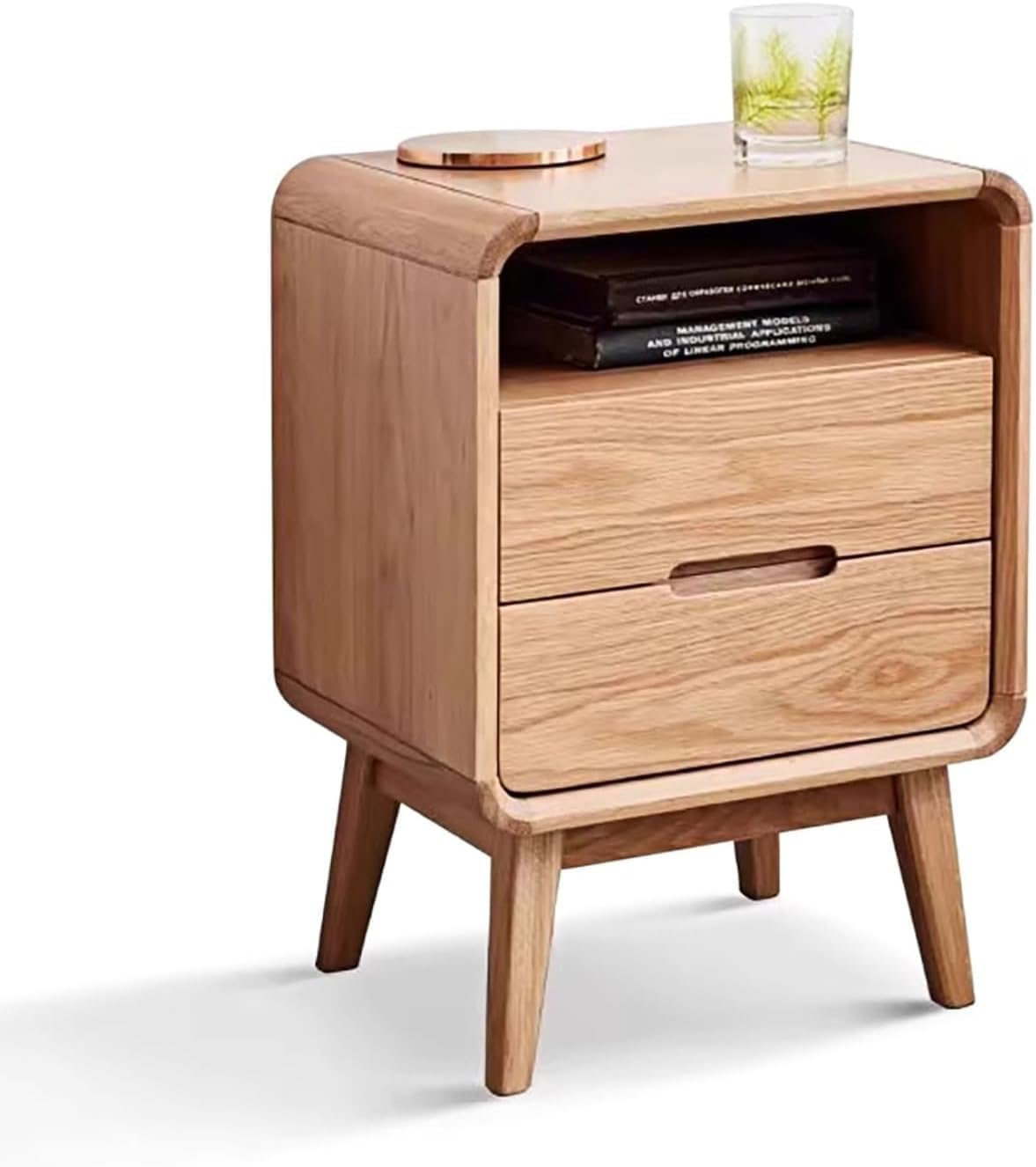 Solid Wood Nightstand with Two Drawers