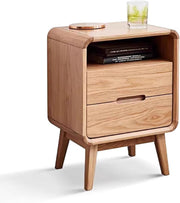 Solid Wood Nightstand with Two Drawers