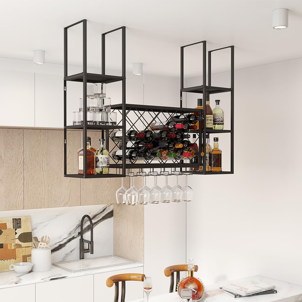 Industrial Wall-Mounted Wine Rack 23 Bottle Capacity