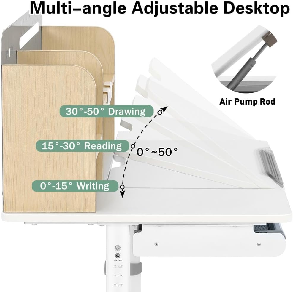 Adjustable Height Kids Desk with Tilting Desktop