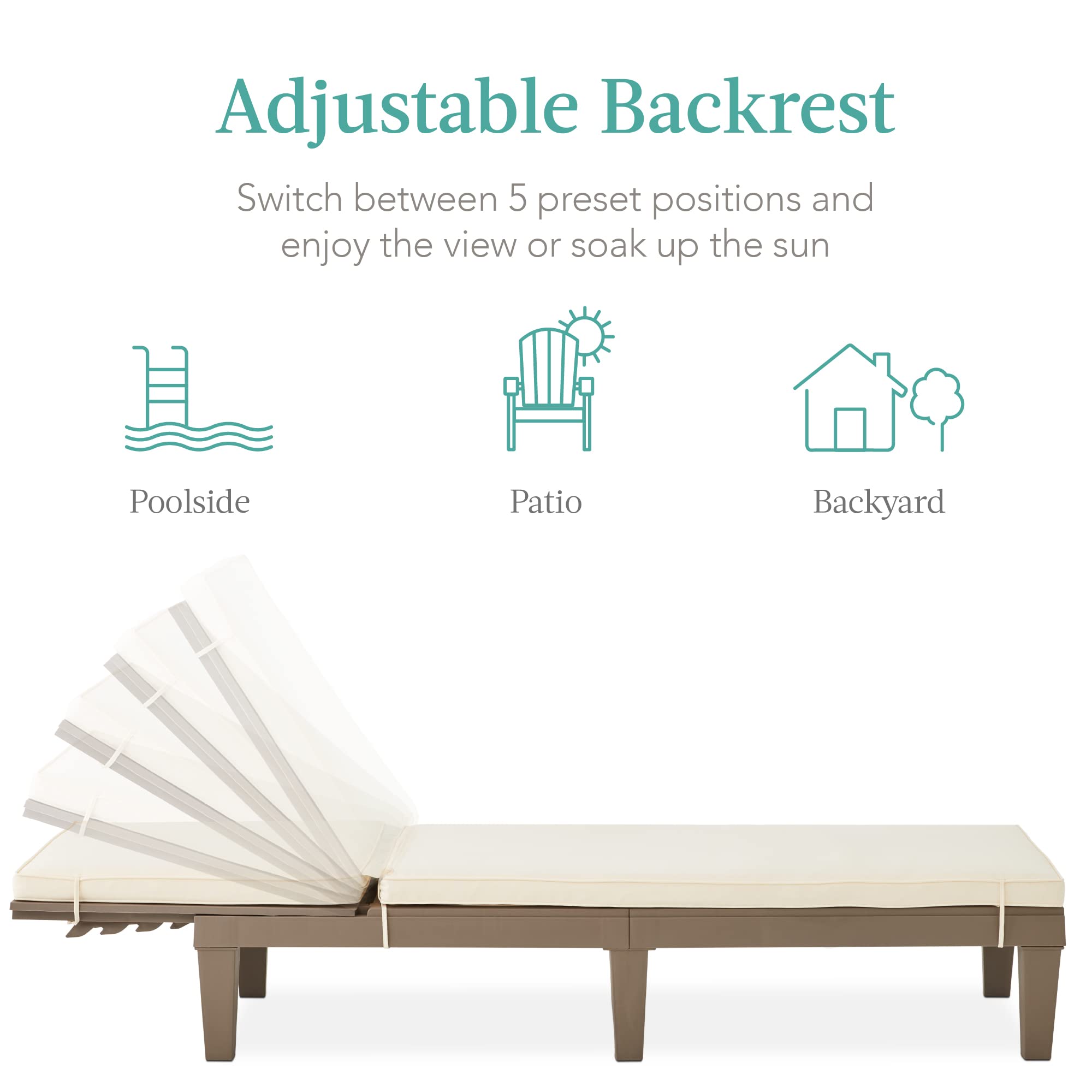 Outdoor Lounge Chair with Adjustable Backrest and Cushion
