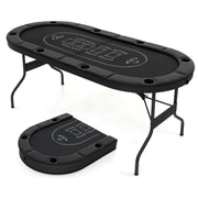 8 Player Poker Table Foldable 72 Inch Oval Card Game Table
