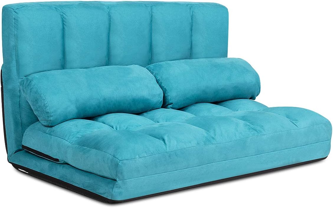 6-Position Adjustable Floor Sofa with Removable Pillows
