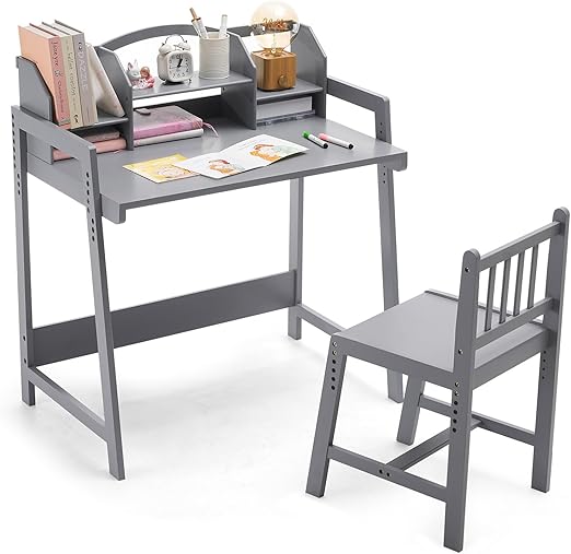 Kids Desk and Chair Set - Adjustable Height Study Desk